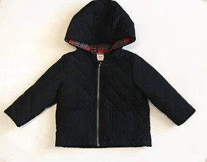 BABY BOYS BLACK HOODED JACKET SIZE 12 MONTHS CARTER’S FULL ZIP QUILTED COAT - Picture 1 of 6