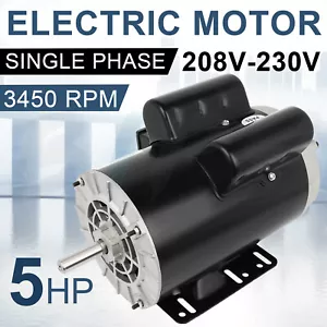 Electric Motor 5HP General Purpose 56 Frame 3450RPM Single Phase 60HZ 208-230V - Picture 1 of 11