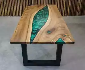 36" x 22" Epoxy river design, wood slab table top, dining room, modern look - Picture 1 of 11