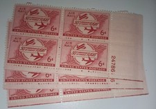 U. S. AIRMAIL 6 CENTS- 50th ANNIVERSARY OF POWERED FLIGHT-BLK OF 4 /3 sep.blocks