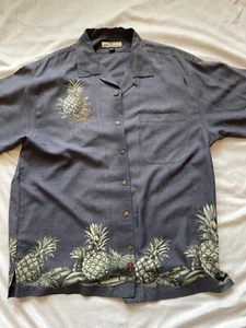 Camicia Tommy Bahama uomo taglia large grigio ananas hawaiana relaxed colletto ad anello - Foto 1 di 3