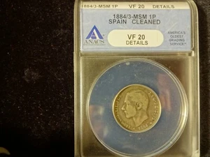 Spain 1884/3 1 Peseta VF details - Picture 1 of 2