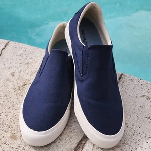 Seavees Hawthorne Slip-On Original Shoes Blue Poplin Twill Men's Size 11 White - Picture 1 of 10