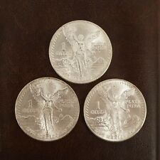 Set of 3 1980's Mexico Silver Libertads in Blanchard Wallet - Free Ship US