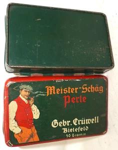 Blechdose Meister Schräg Perle Crüwell Bielefeld Tabak SEHR ALT - Picture 1 of 8