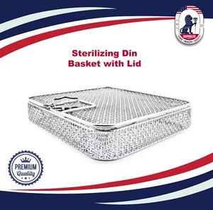 CAPRALEO Instruments Sterilization Din Baskets with Lid and Handles 240x250x50mm - Picture 1 of 3
