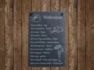 Schiefer Wetterstein Wetterstation Wetterschild Garten ca.30x20 cm Gravur - Bild 1 von 2