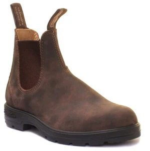 Blundstone 585 Unisex Pull On Leather Matt Chelsea Boots In Rust UK Size 3 - 8 - Picture 1 of 12