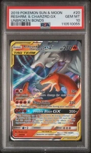 Reshiram & Charizard GX - 20/214- Sun & Moon - Unbroken Bonds - PSA 10 - Pokémon - Picture 1 of 2