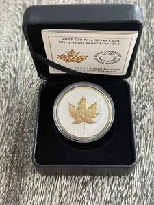 Kanada 2023 20$ Maple Leaf SML Ultra High Relief Vergoldung 1 oz Silbermünze - Bild 1 von 4