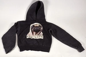 Puglife hoodie large kids pug dog sweatshirt fits 8 year old in great condition - Picture 1 of 3