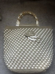 Vintage Perlen Handtasche mit Lucite Henkeln Sanchina Handtasche - Bild 1 von 10