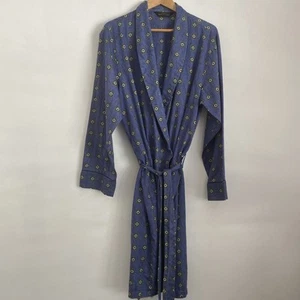 St Michael Vintage 1980s Blue Cotton Dressing Gown / Robe Size L - Picture 1 of 9