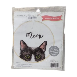 Dimensions "Meow" Cat Cross Stitch Kit with Hoop New Sealed Package 72-75815 - Picture 1 of 6