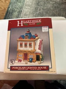 VTG Hearthside Village POST OFFICE BARBER Porcelain Lighted Lemax 1992 - Picture 1 of 6