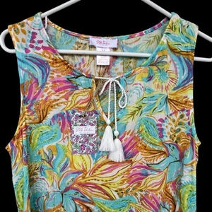 Stella Parker Women's Ruffle Hem Tassel Dress Multicolor Beach Pool Size Medium - Picture 1 of 9