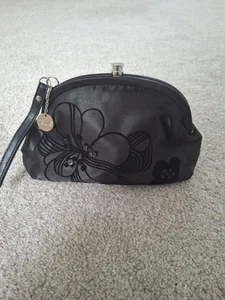 FCUK Black Satin Evening Bag with Sequin Flower Design - Picture 1 of 14