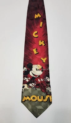 Mickey's Nightmare Atlas Design Neck Tie Men's Red Green Length 56" Width 3.75" - Image 1 of 4