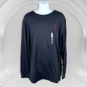 NWT! Polo Ralph Lauren Long Sleeve Black Crew Neck Cotton T Shirt Red Pony XXL - Picture 1 of 11