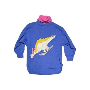 Vintage Girls Pull Over Sweatshirt 6 Blue Mock Neck - Picture 1 of 3