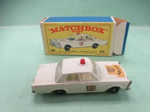 Coche de Policía Ford Galaxie Serie Matchbox Lesney Nº55 Blanco De Colección con Caja - Imagen 1 de 4