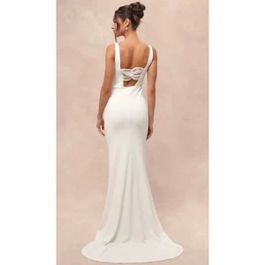 NWT! Lulus Regal Classic White Sleeveless Twist-Back Maxi Wedding Dress S - Picture 1 of 5