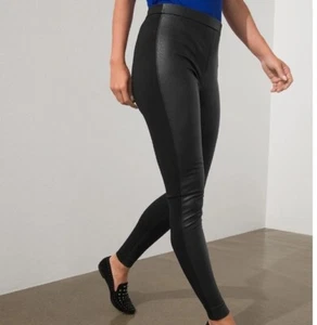 NWT Chico's Faux Leather Front Ponte Back Leggings Ink/Navy Size 3R / US 16 - Picture 1 of 8