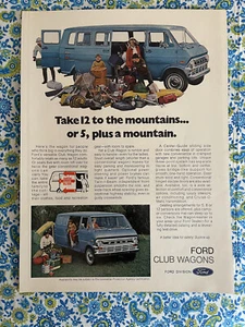 Vintage 1973 Ford Club Wagons Print Ad Ford Van Take 12 To The Mountains - Picture 1 of 7
