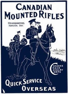 Canadian Mounted Rifles - 1914 - Military Recruitment Poster - Picture 1 of 1