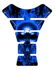Flaming Skull Blue 3D Gel Motorcycle Gas Tank Pad Tankpad Protector