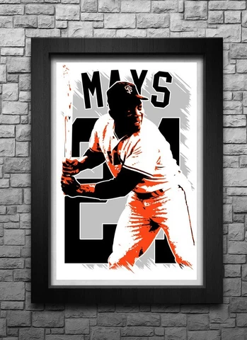 WILLIE MAYS art print/poster SAN FRANCISCO GIANTS FREE S&H! JERSEY Cover
