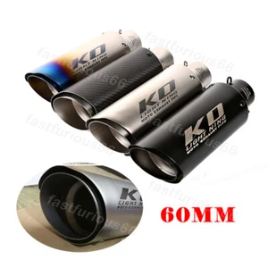 60.5mm Exhaust Muffler Pipe Carbon fiber Steel Universal Motorcycle Tail Escape - Picture 1 of 14