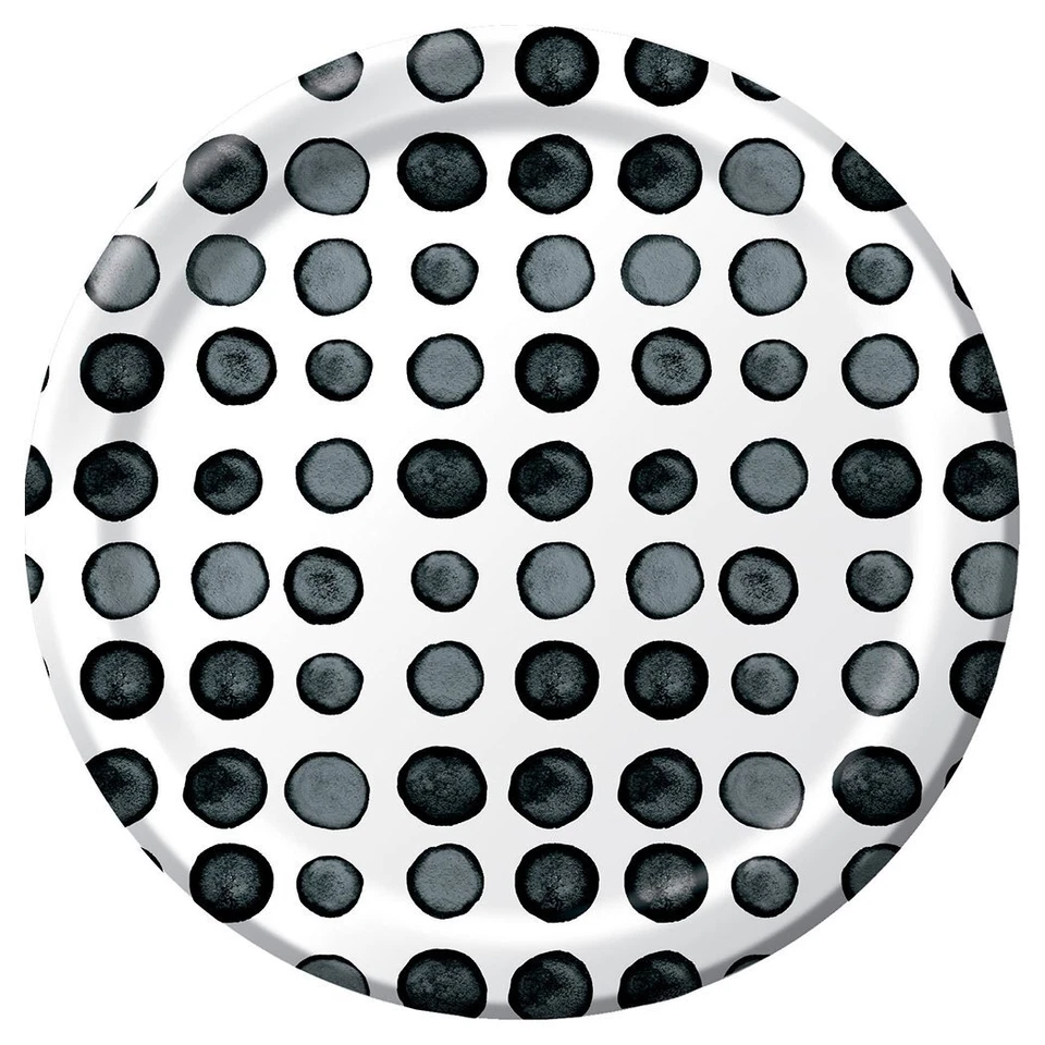 Dotted & Striped Licorice Black Polka Dot Birthday Party 9" Paper Dinner Plates - Image 1 of 1
