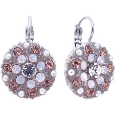 Mariana Butter Pecan Silver Earrings Brown & White Crystal Mosaic 1153 NWT - Image 1 of 3