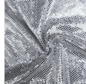 Silver Sequins Dot Fabric 44” Width Sold By The Yard - Picture 1 of 1