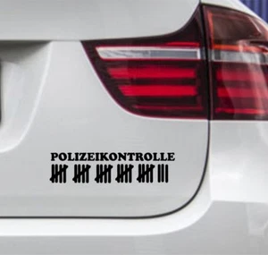 WD Autoaufkleber POLIZEIKONTROLLE Strichliste Polizei Motorrad Auto Sticker FUN - Picture 1 of 1