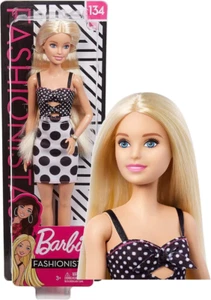 Barbie Fashionistas #134 Abito a Pois Bianco e Nero con Ritagli e Fiocchi GHW50 - Foto 1 di 6