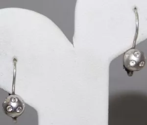 Swarovski Opaco Argento Sterling Sfera Cristallo Strass Leva Orecchini 6d 90 - Foto 1 di 4