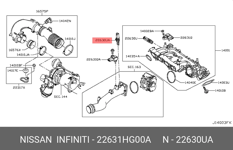 Sensor de temperatura del aire de admisión 22631-HG00A se adapta a M37, M56, M70, Q50, Q60, Q70, QX30 Foto 1 de 1