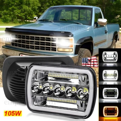Fit Chevrolet K1500 K2500 K3500 1988-99 Pickup 5x7" 7x6" Led Headlight HI/Lo DRL - Image 1 of 4