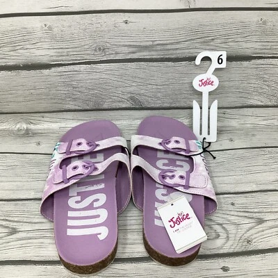 JUSTICE Girls' Size 6 Purple Buckle Strap Slide On Sandals - Image 1 of 4