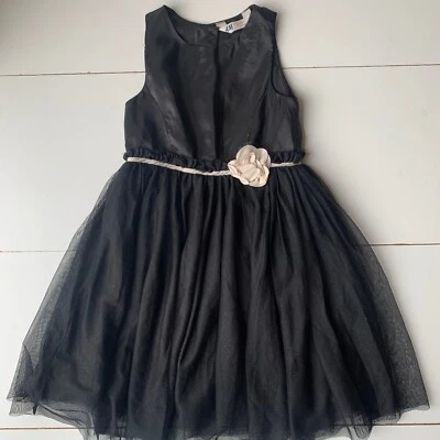 H&M Girls Black Dress With White Flower Age:7-8 - Image 1 of 4