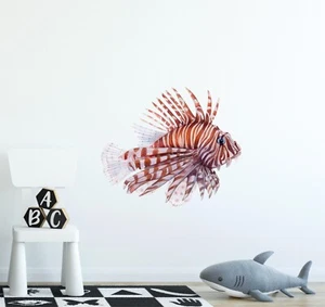 Ocean Lionfish Tropical Fish 5 Wall Decal Sea Wall Sticker Peel and Stick Fabric - Picture 1 of 5