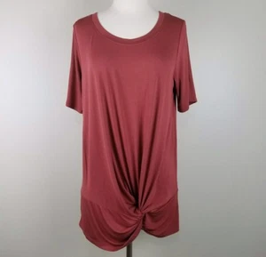 Wishlist Front Knoten Tunika Long Shirt Oberteil Kurzarm Damen Ziegelrot Gr. Small - Bild 1 von 7