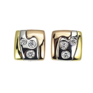 Georg Jensen K18YG/WG/PG diamond earring fusion - Auth free shipping from Japan- - Picture 1 of 3