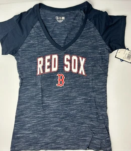 New Era MBL Boston Red Sox Damen T-Shirt V-Ausschnitt blau Grafik Größe XL - Bild 1 von 7