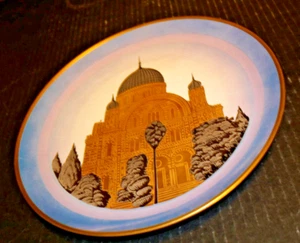 Pasqualetti & Son Synagogue Decorative Display Plate gold detail on blue Italy - Picture 1 of 4
