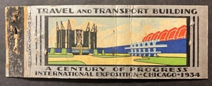 Travel&Transport Bldg matchbook cover Century of Progress Chicago IL 1934 - Picture 1 of 2