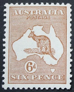Australia 1923 Six Pence Kangaroo with hairline to map BW 22(3)g mint - Picture 1 of 1