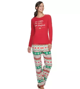 Jammies for your Families:Women Long Sleeve/Leg 2Pc Pj Set; Red, Multi, XL,XXL - Picture 1 of 2